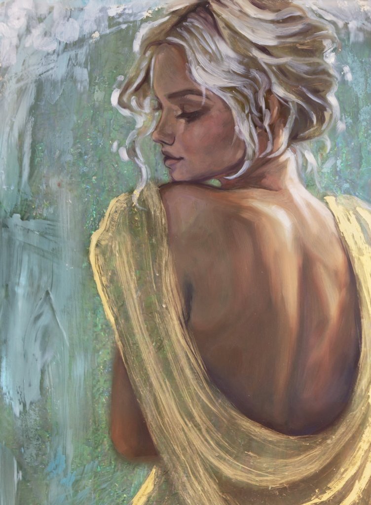 "Golden Gaze" <br/> Original Painting <br/> in Private Collection <br/> at Vancouver, Canada