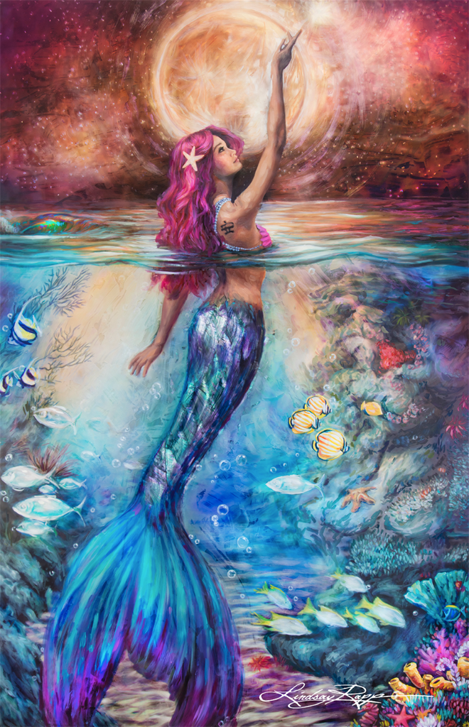 "Moonlit Siren" <br/> Original Painting <br/> in Private Collection <br/> at Los Alamitos, California